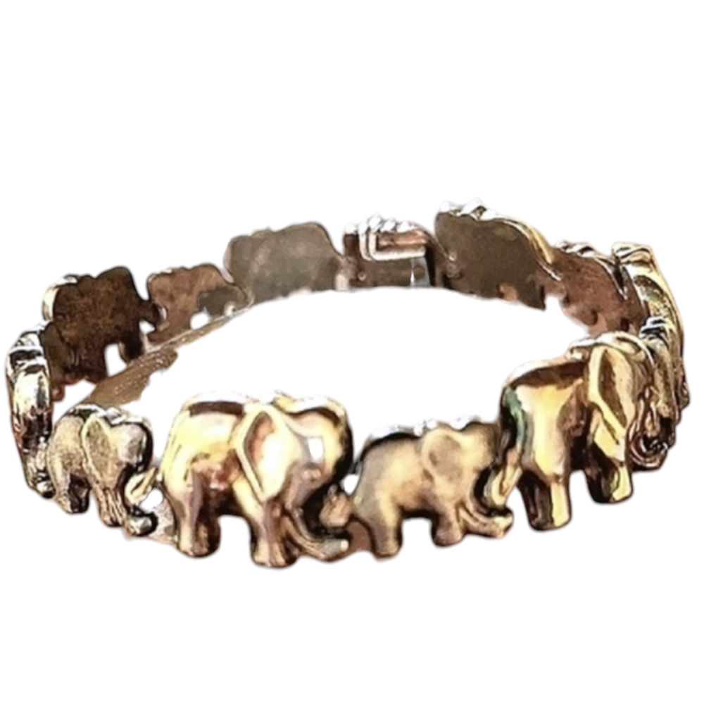 Vintage Silver Elephants bracelet ITALY  925 Sterling Heirloom Estate